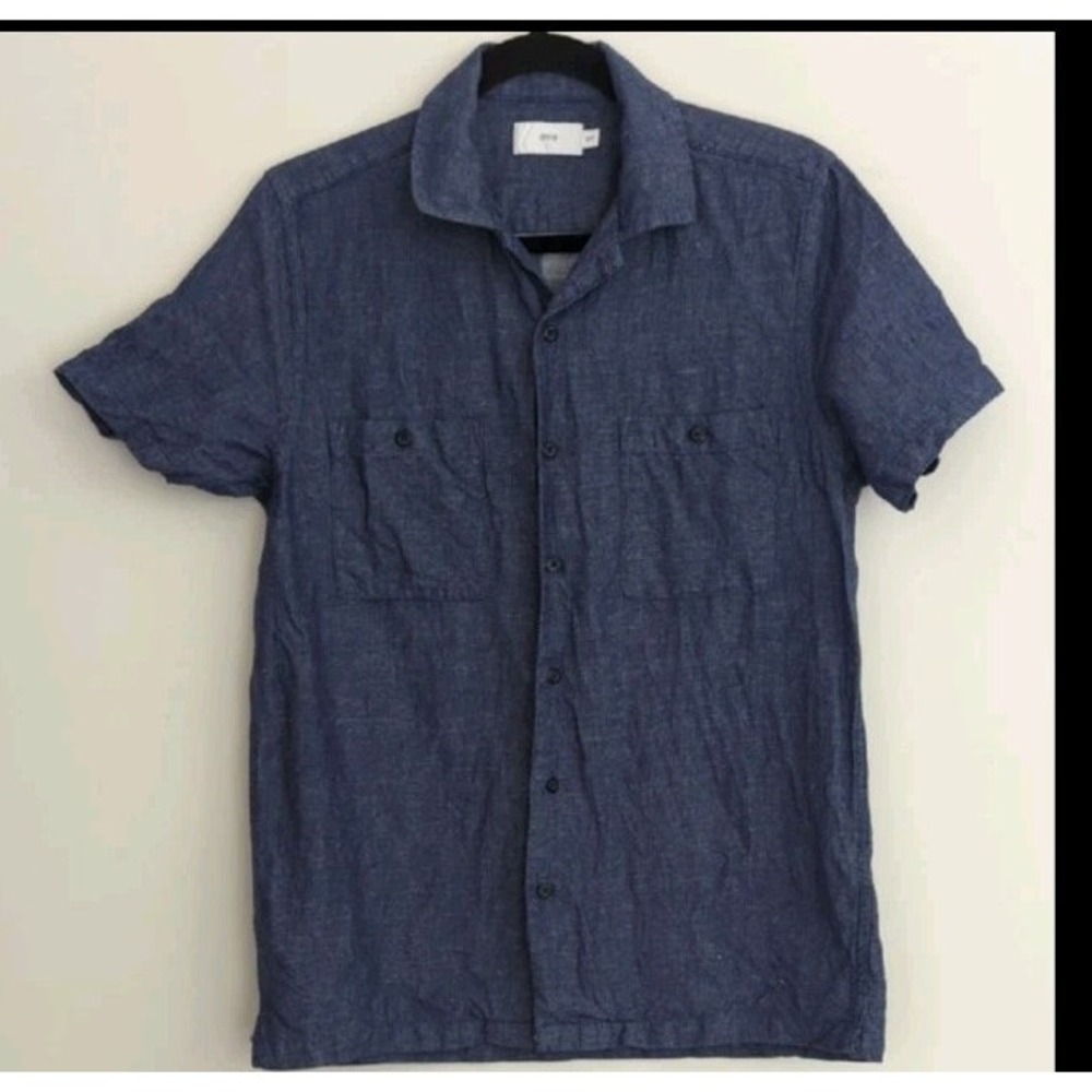 Onia Small Mens Shirt Chambray Denim Linen Blend‎